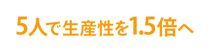 5人で生産性を1.5倍へ